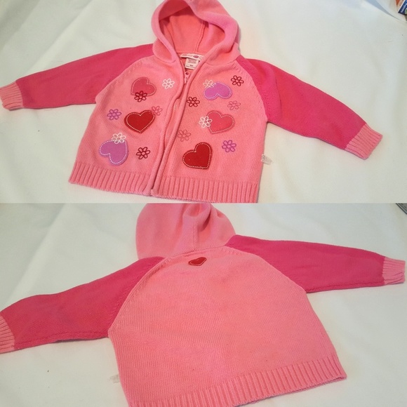 ⬇️ Pink Hearts Knit Zippered Hooded Jacket 9 - Picture 2 of 5